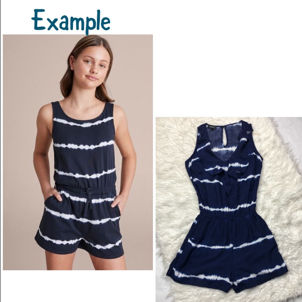 B-WEAR ROMPER TIE DYE BLUE WHITE SIZE MEDIUM
